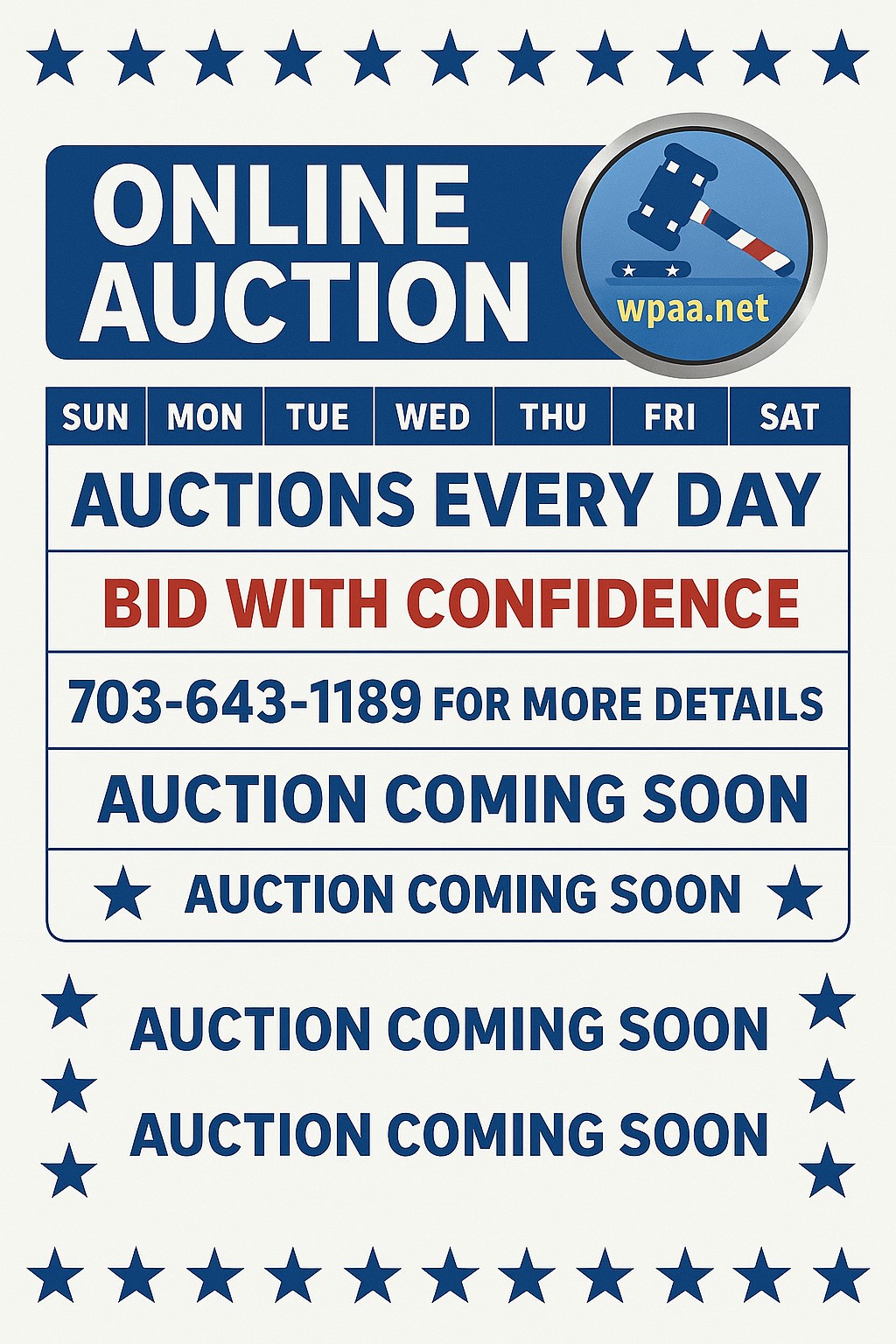 There are no LIVE auctions at this time. Please check back as new auctions are coming soon.